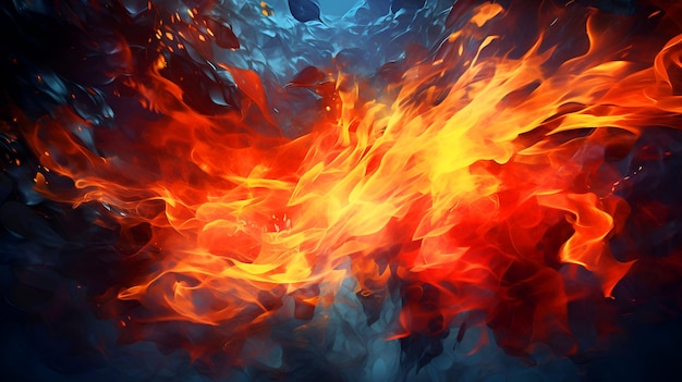 Flammes de feu sur fond noir Effet de feu illustration de rendu 3D