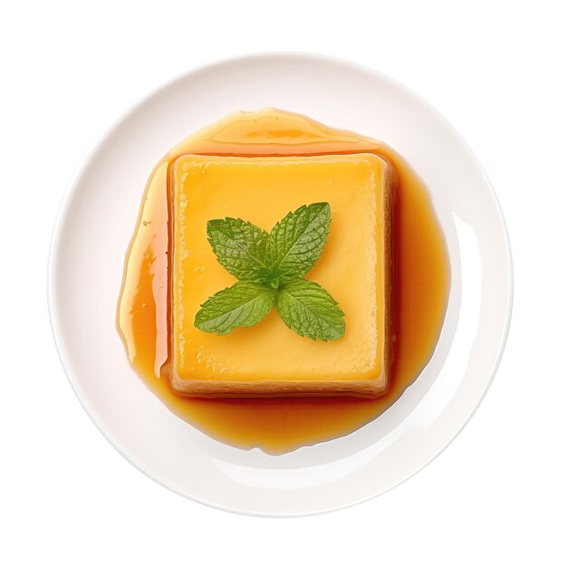 Flan cuisine cubaine sur plaque blanche