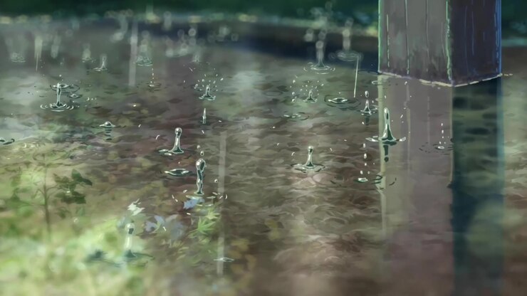 Photo une flaque d'eau avec des gouttes d'eau dessus et un panneau disant pluie