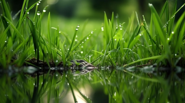 Une flaque d'eau avec le mot pluie dessus