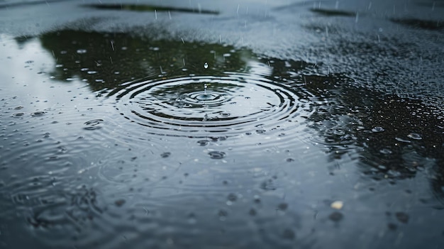 Une flaque de pluie éclaboussée