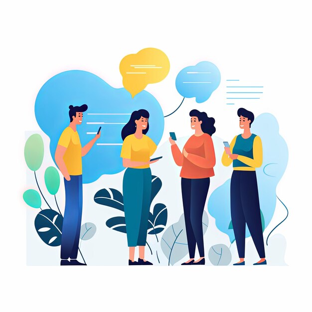 Photo flat vector style illustration a diverse group of people talking and collaborating on white background v 52 job id 2628a52907134379b2bea98c9736acea