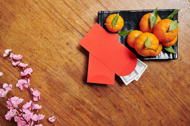 Photo flatlay du nouvel an chinois