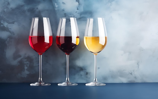 Photo flatlay de rose rouge et de vin blanc dans des verres