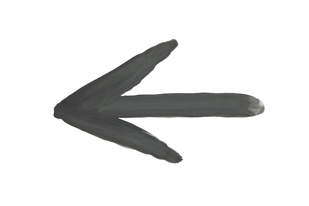 Flèche à l'aquarelle dessinée à la main, noire sur fond blanc