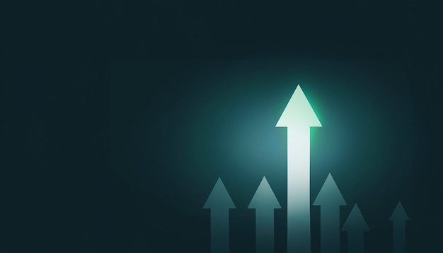 Flèche lumineuse vers le haut sur fond sombre composition de l'espace concept de croissance numérique