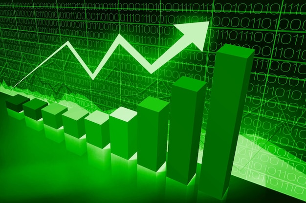 Flèche vers le haut et concept de prospérité de croissance graphique à barres