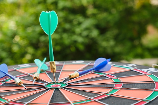 Fléchettes dans un tableau doublé pour jouer aux fléchettes