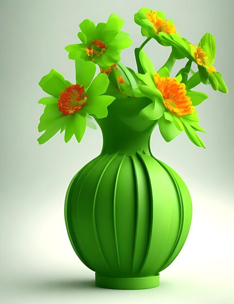 fleur 3d avec vase