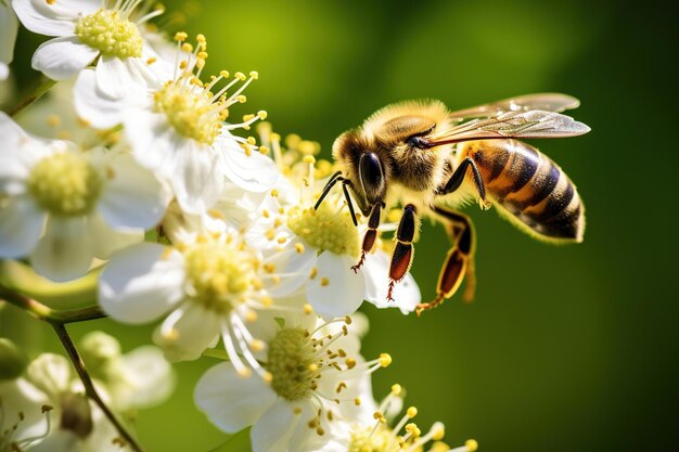 sur une fleur abeille générative Ai