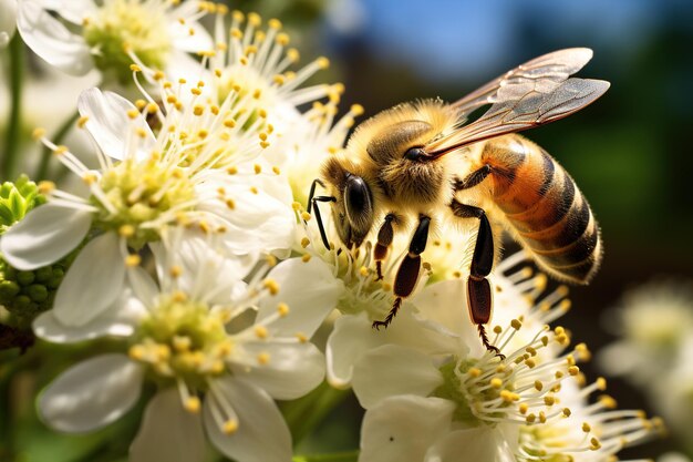 sur une fleur abeille générative Ai