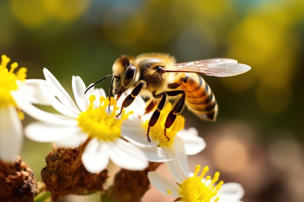 sur une fleur abeille générative Ai