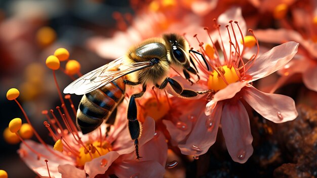 La fleur d'abeille pollinise à l'automne