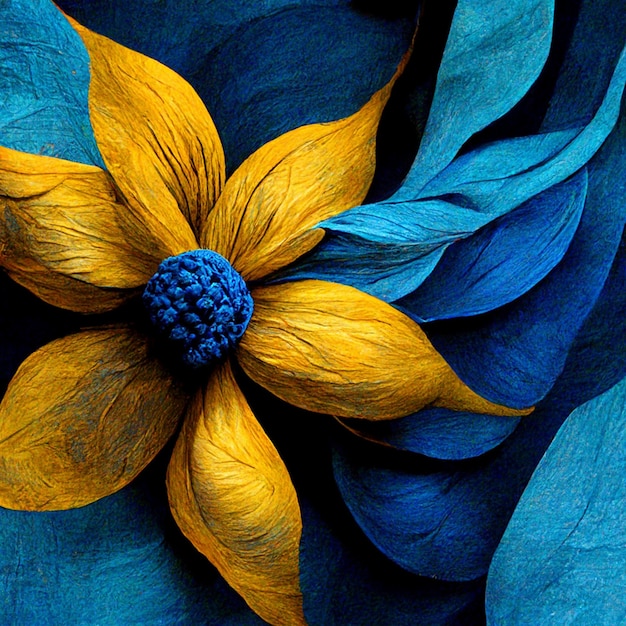 Fleur abstraite bleue et jaune Illustration
