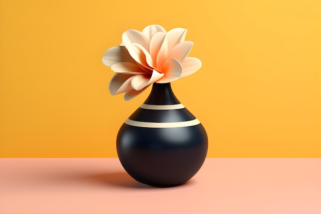 Fleur abstraite minimaliste dans un vase