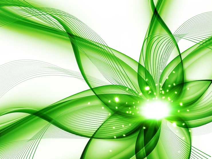 Photo fleur abstraite verte sur fond blanc