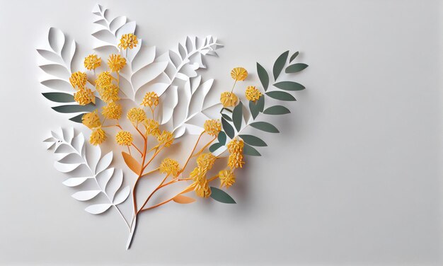 Photo fleur d'acacia fabriquée à partir de papier artisanale ia générative