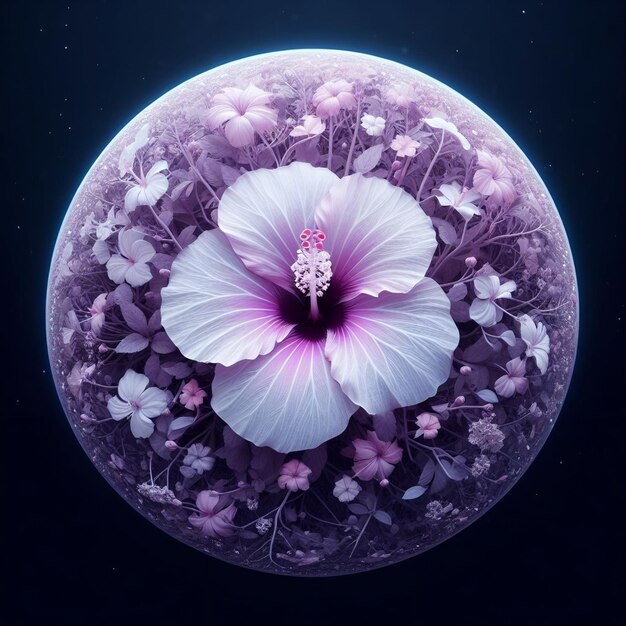 Photo la fleur d'althaea dans une boule de verre