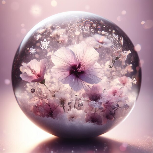 Photo la fleur d'althaea dans une boule de verre