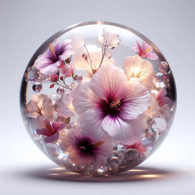 La fleur d'Althaea dans une boule de verre