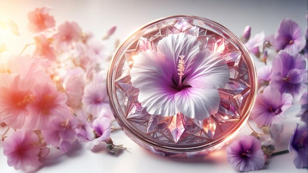 Photo la fleur d'althaea dans une boule de verre