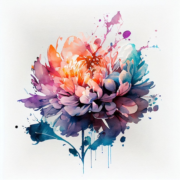 Fleur aquarelle abstraite double exposition Illustration numérique