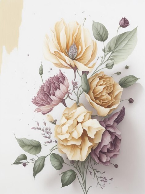 fleur aquarelle beaux motifs de fleurs et de feuilles de style aquarelle