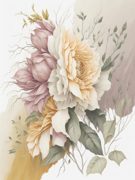 fleur aquarelle beaux motifs de fleurs et de feuilles de style aquarelle