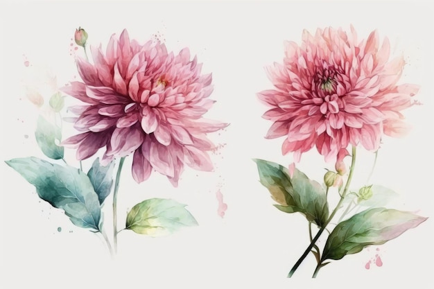 Fleur aquarelle en rose sur fond blanc séparant les deux