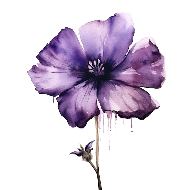 Fleur aquarelle violette Illustration AI GenerativexA