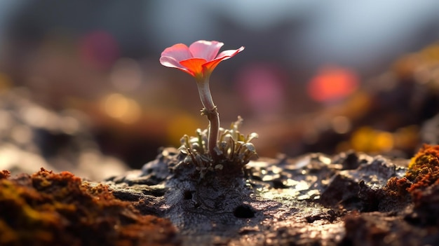 Photo une fleur au milieu d'un trou