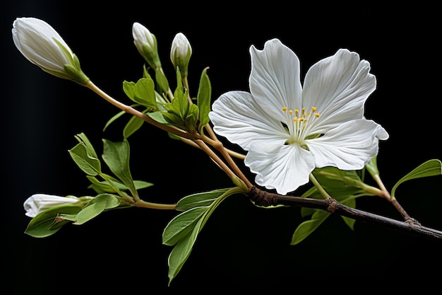 une fleur blanche sur une branche