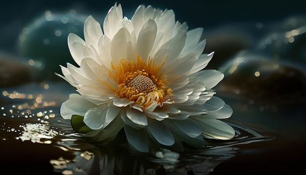 Une fleur blanche dans l'eau