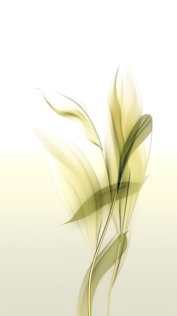 Une fleur blanche avec des feuilles vertes dans un vase Image AI générative