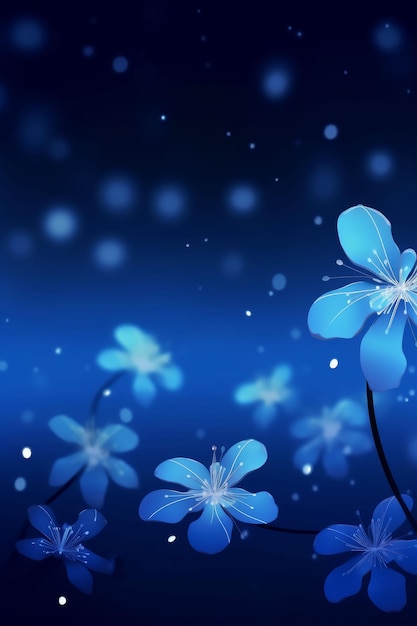 Fleur blanche magique sur le spectre bleu dans l'obscurité comme un rêve Créé avec la technologie Generative AI