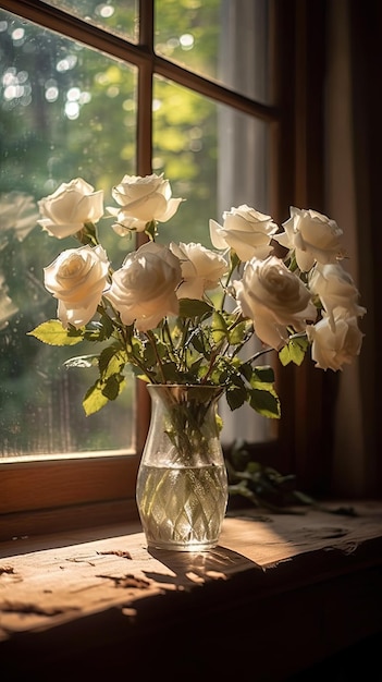 fleur blanche le matin ai génératif