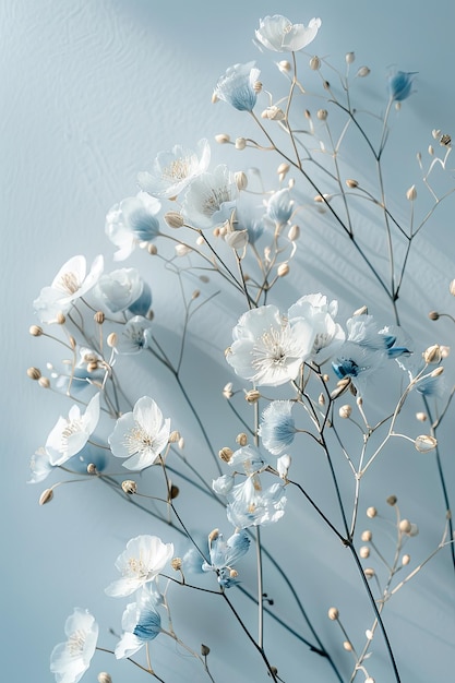 une fleur bleue et blanche est représentée avec le mot " sauvage " en bas