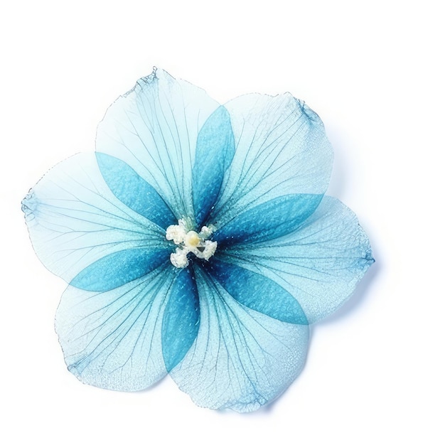 Une fleur bleue avec un centre blanc et le bleu sur les pétales.