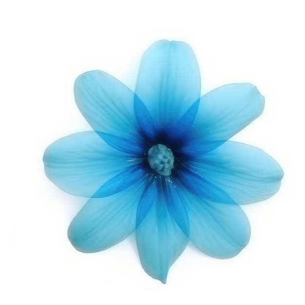 Une fleur bleue avec un centre bleu qui dit « bleu »