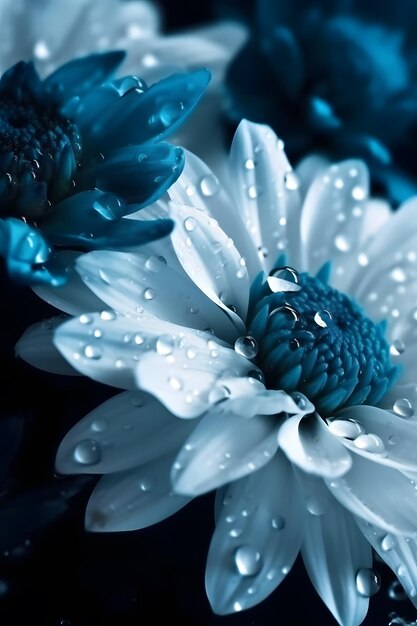 Une fleur bleue dans l'eau