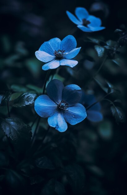 fleur bleue avec un fond flou