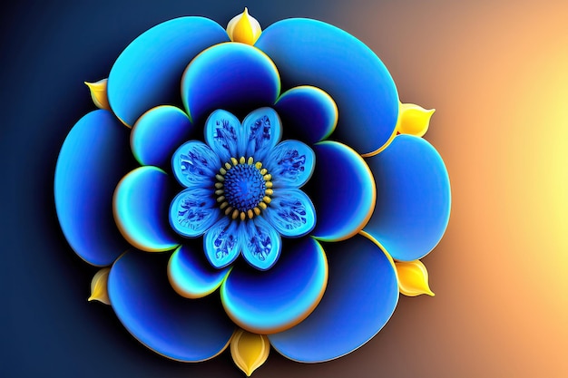 Fleur bleue fractale exotique abstraite Art fractal numérique Rendu 3D