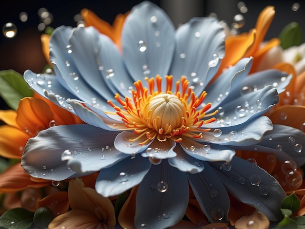 Photo une fleur bleue image de fleur hyper réaliste papier peint haute résolution full hd