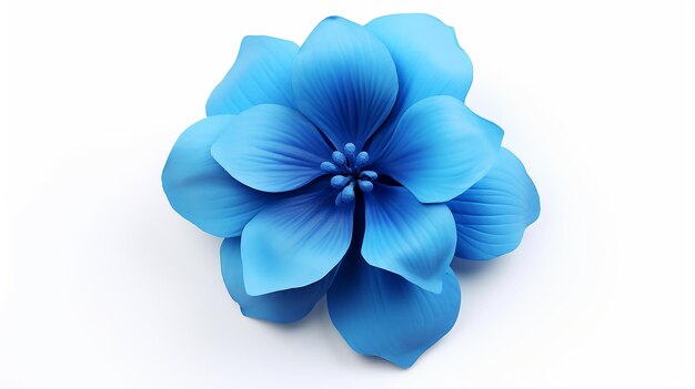 Fleur bleue isolée sur fond blanc rendu 3D