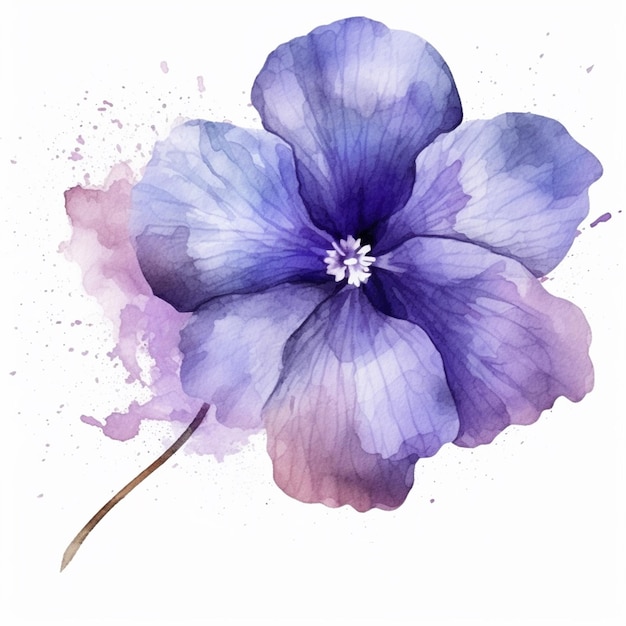 Une fleur bleue avec de la peinture violette et violette.