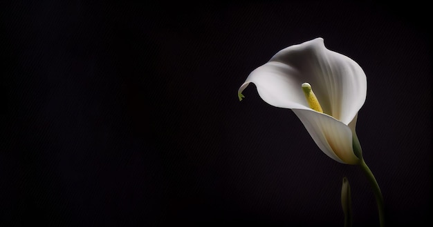 Fleur de Calla Lilly blanc foncé sur fond noir