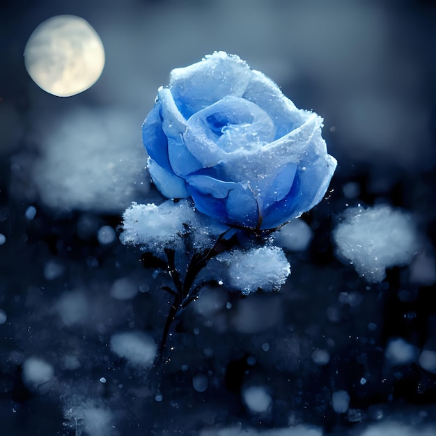 Fleur céleste dans les chutes de neige d'hiver