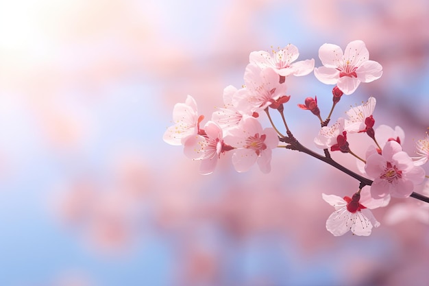 Fleur de cerisier au printemps Fleurs de sakura rose Beau fond de fleur de cerisier avec flou artistique et bokeh généré par l'IA