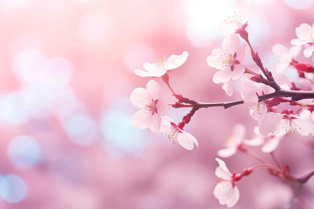 fleur de cerisier au printemps avec fond bokeh Beau fond de fleur de cerisier avec flou artistique et bokeh généré par l'IA