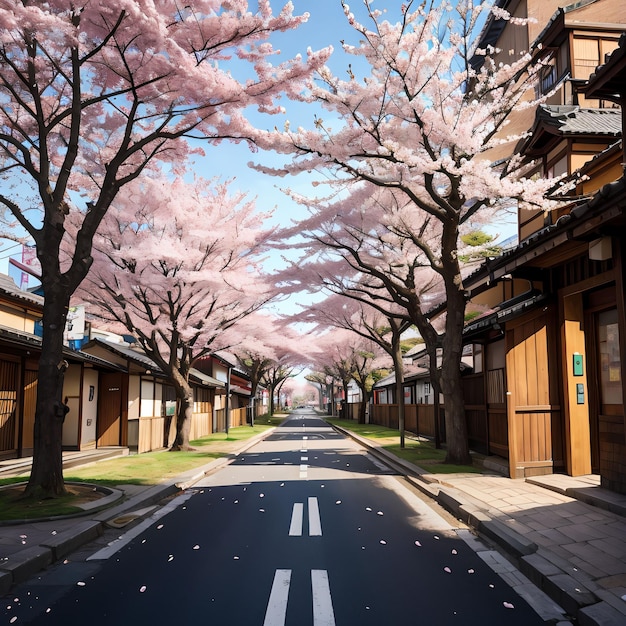 fleur de cerisier dans la rue du japon